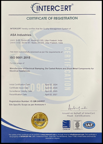 ASA Industries Quality Certificate 2021